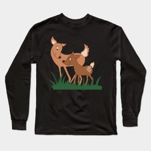 Woodland Deer Mommy and Baby Long Sleeve T-Shirt